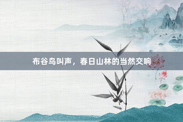 布谷鸟叫声，春日山林的当然交响