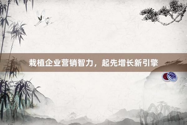 栽植企业营销智力，起先增长新引擎